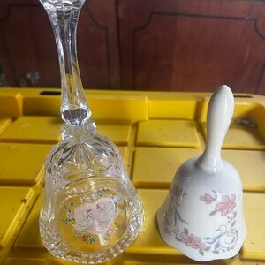 Pair of Decorative Bells with Pink Floral Duck Motif